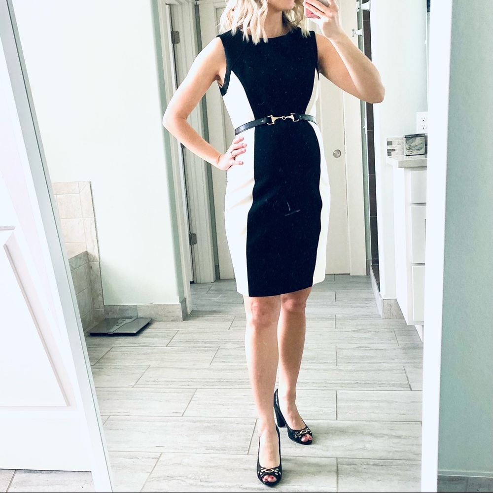 Talbots black and cream neutral sheath dress